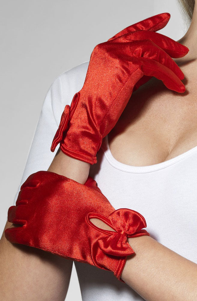 Kurze Handschuhe mit Schleife rot – Kostüme.com